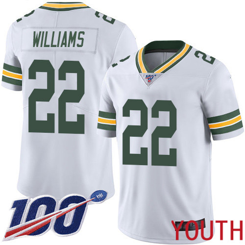 Green Bay Packers Limited White Youth #22 Williams Dexter Road Jersey Nike NFL 100th Season Vapor Untouchable